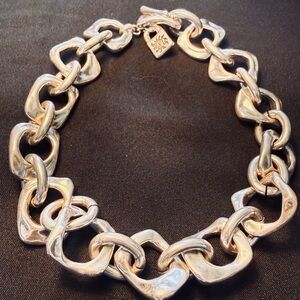 Uno De 50 You're Mine Chunky Chain Silver Plated Heavy Huge Statement Necklace